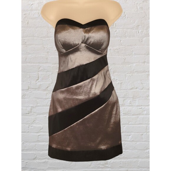 Hot Gal Strapless Mini Dress Womens MED Sweetheart Neck Bodycon Metallic Party - Picture 2 of 8